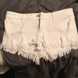 White low rise vintage stretch jean shorts